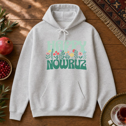 Happy Nowruz Floral Hoodie - Ash