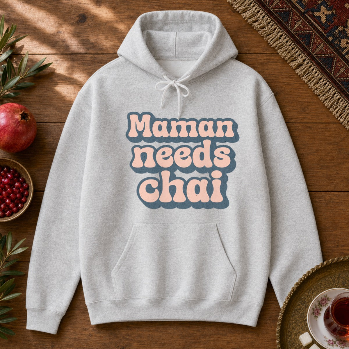 Maman Needs Chai Hoodie - Ash