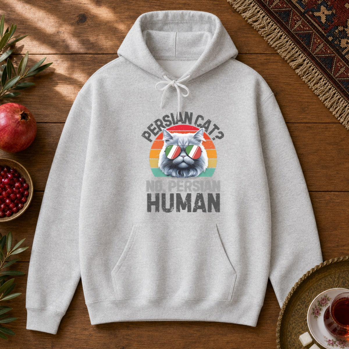 Persian Cat Human Hoodie - Ash
