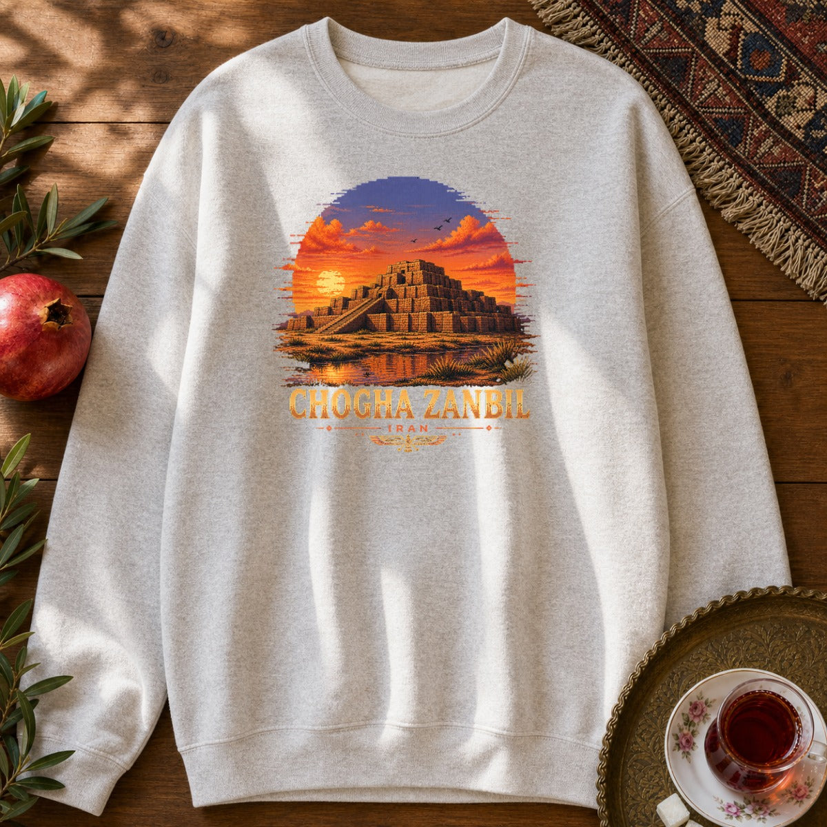 Chogha Zanbil - Pixel Art Sweatshirt - Ash