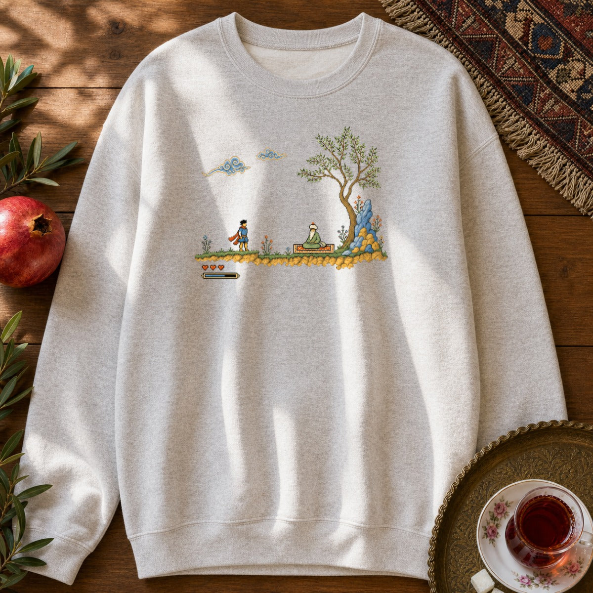 Retro Quest - Pixel Art Sweatshirt - Ash
