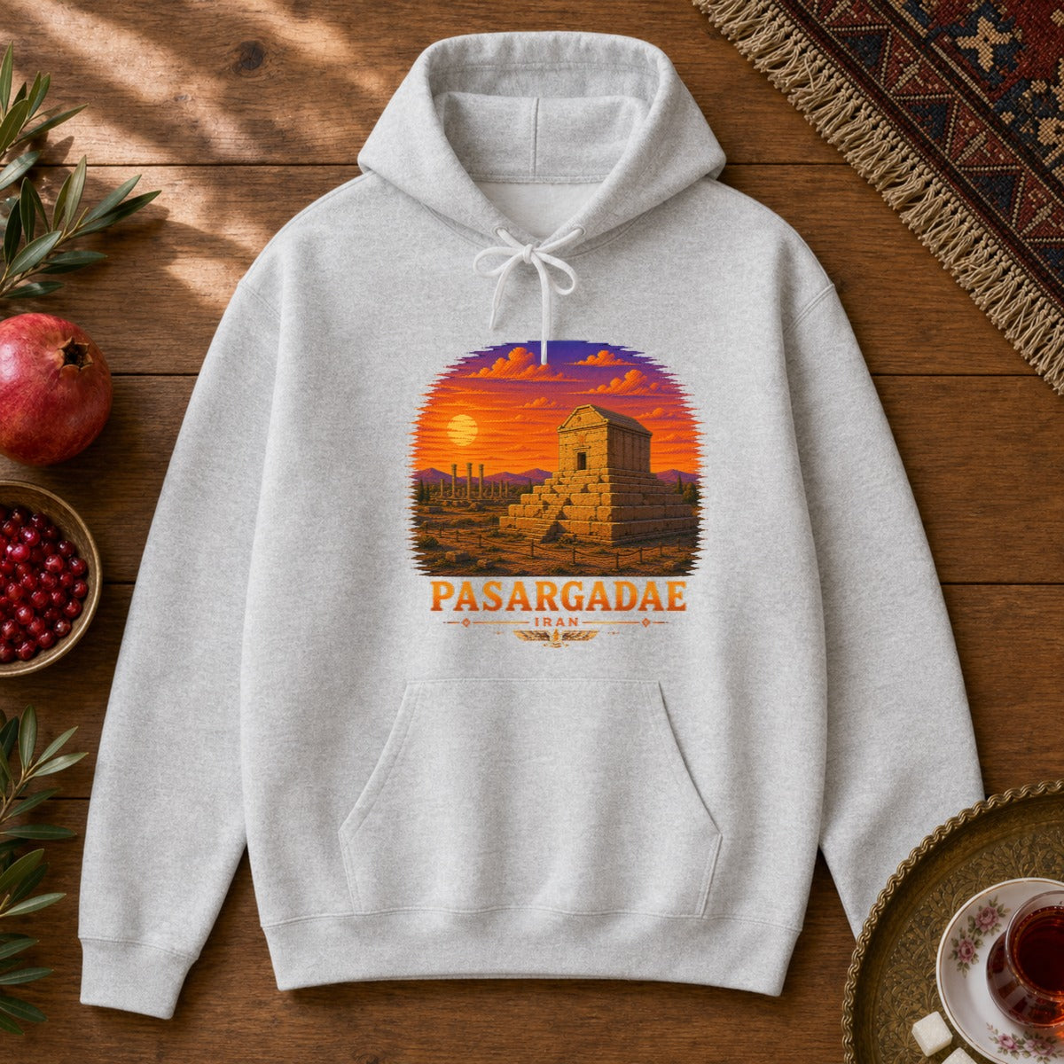 Pasargadae - Pixel Art Hoodie - Ash