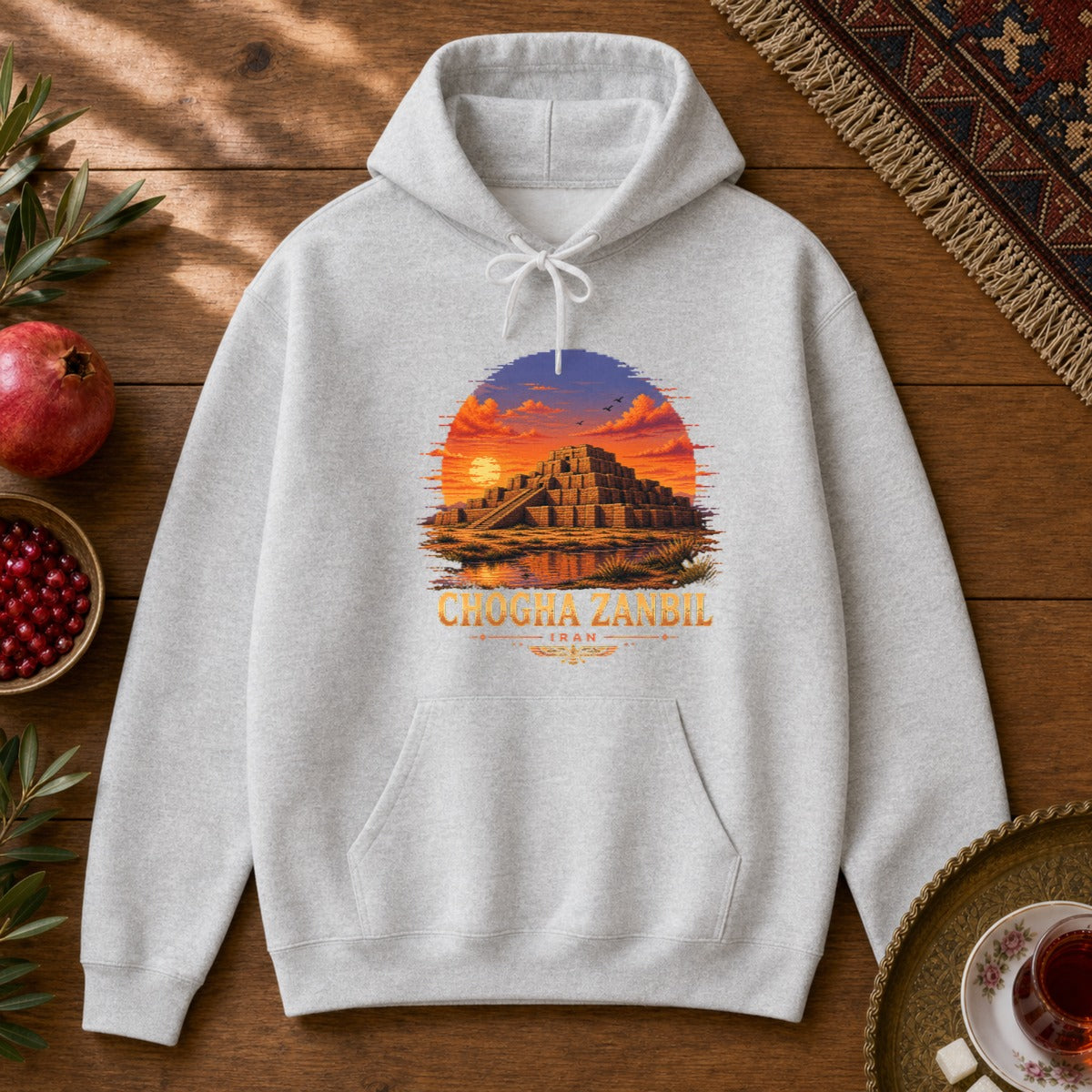 Chogha Zanbil - Pixel Art Hoodie - Ash