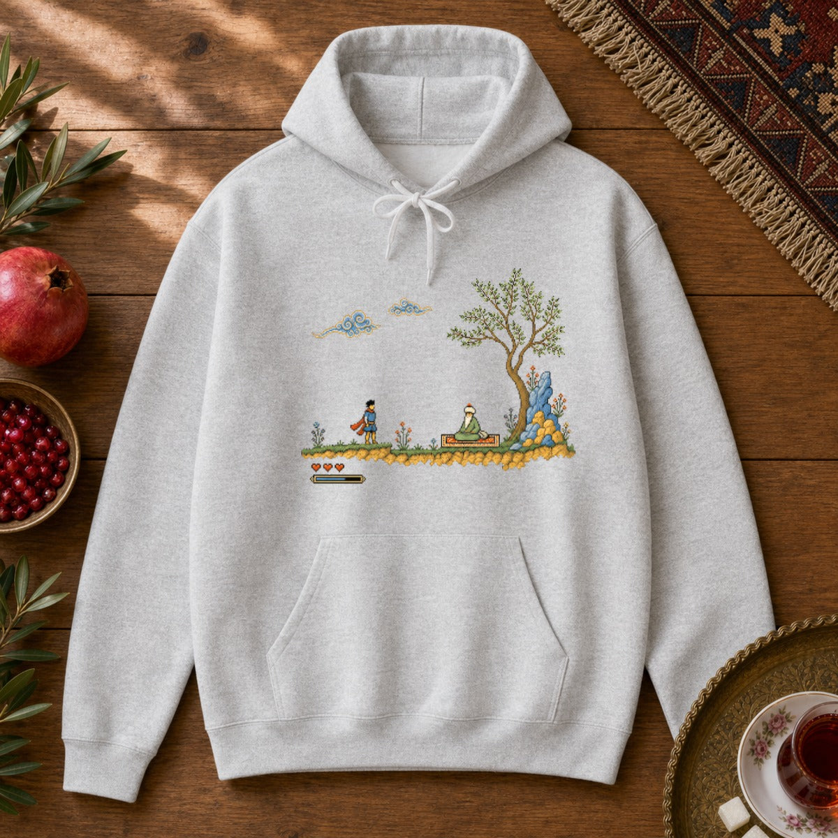 Retro Quest - Pixel Art Hoodie - Ash