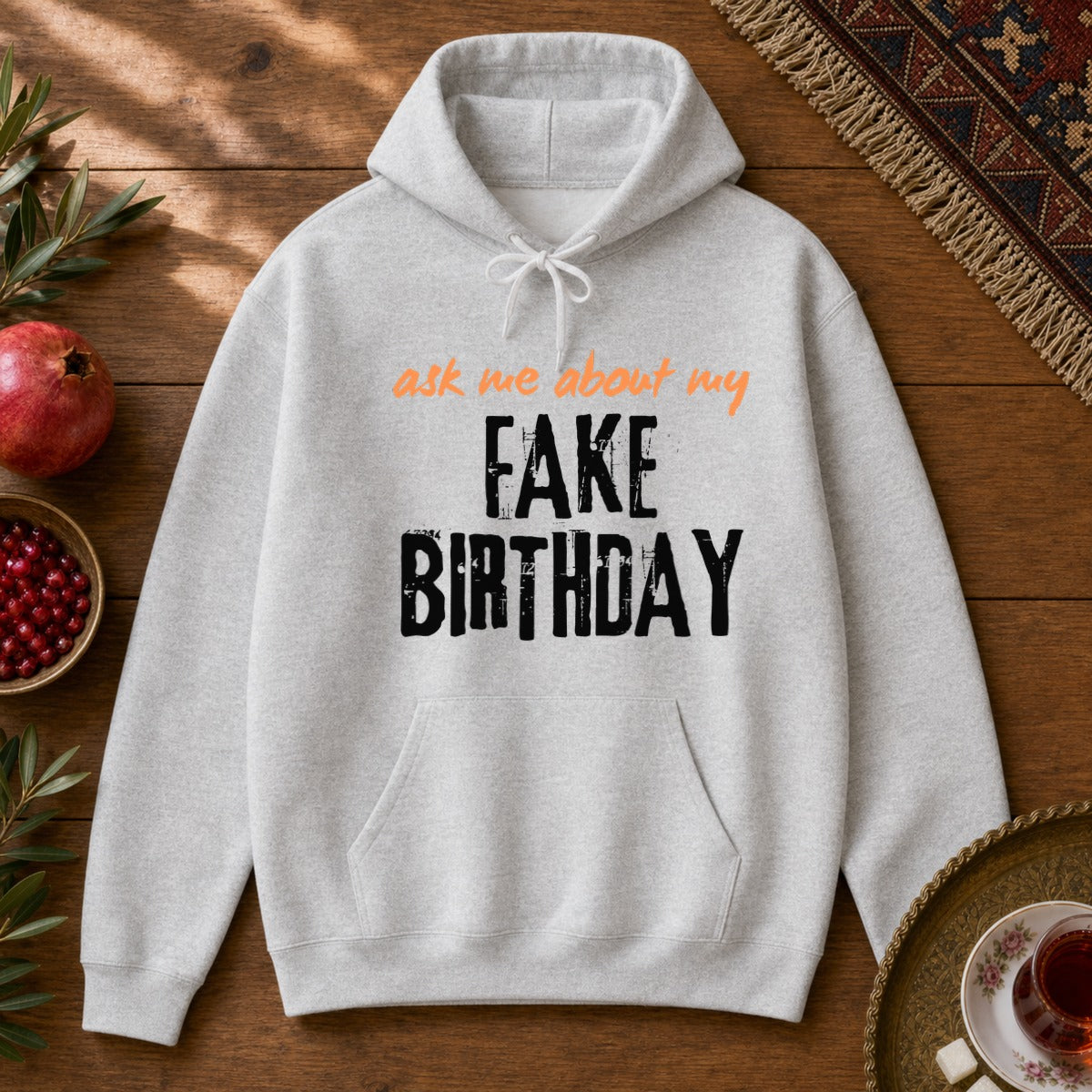 Ask me about my Fake Birthday Hoodie - Ash