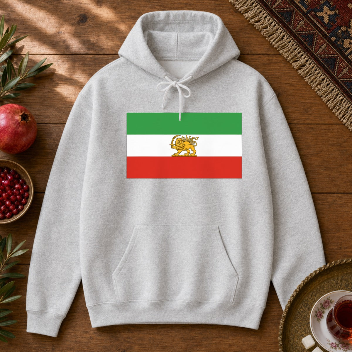Shir-o-Khorshid (Lion & Sun) Hoodie - Ash