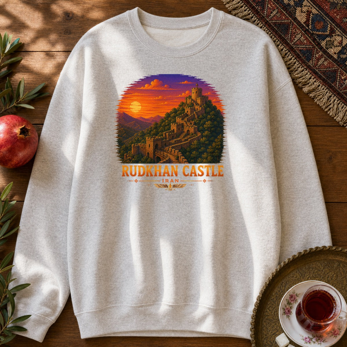 Rudkhan Castle - Pixel Art Sweatshirt - Ash