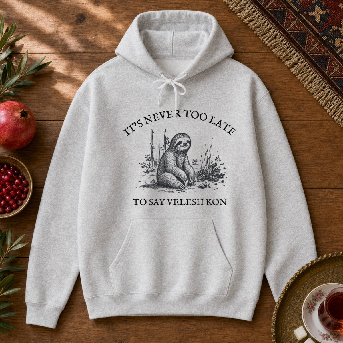 Velesh Kon Sloth Hoodie - Ash