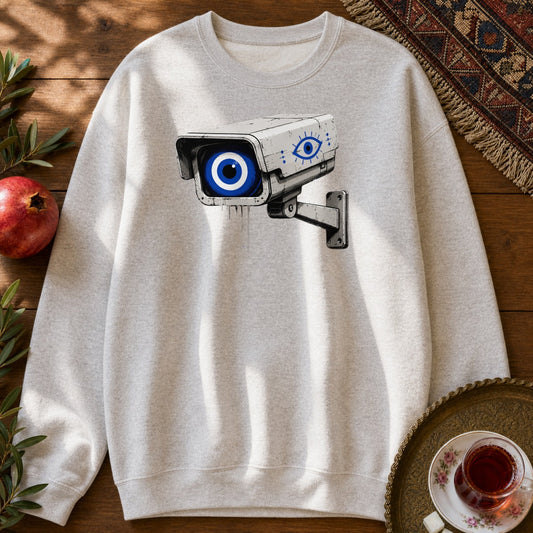 Evil Eye Watching Sweatshirt - Ash
