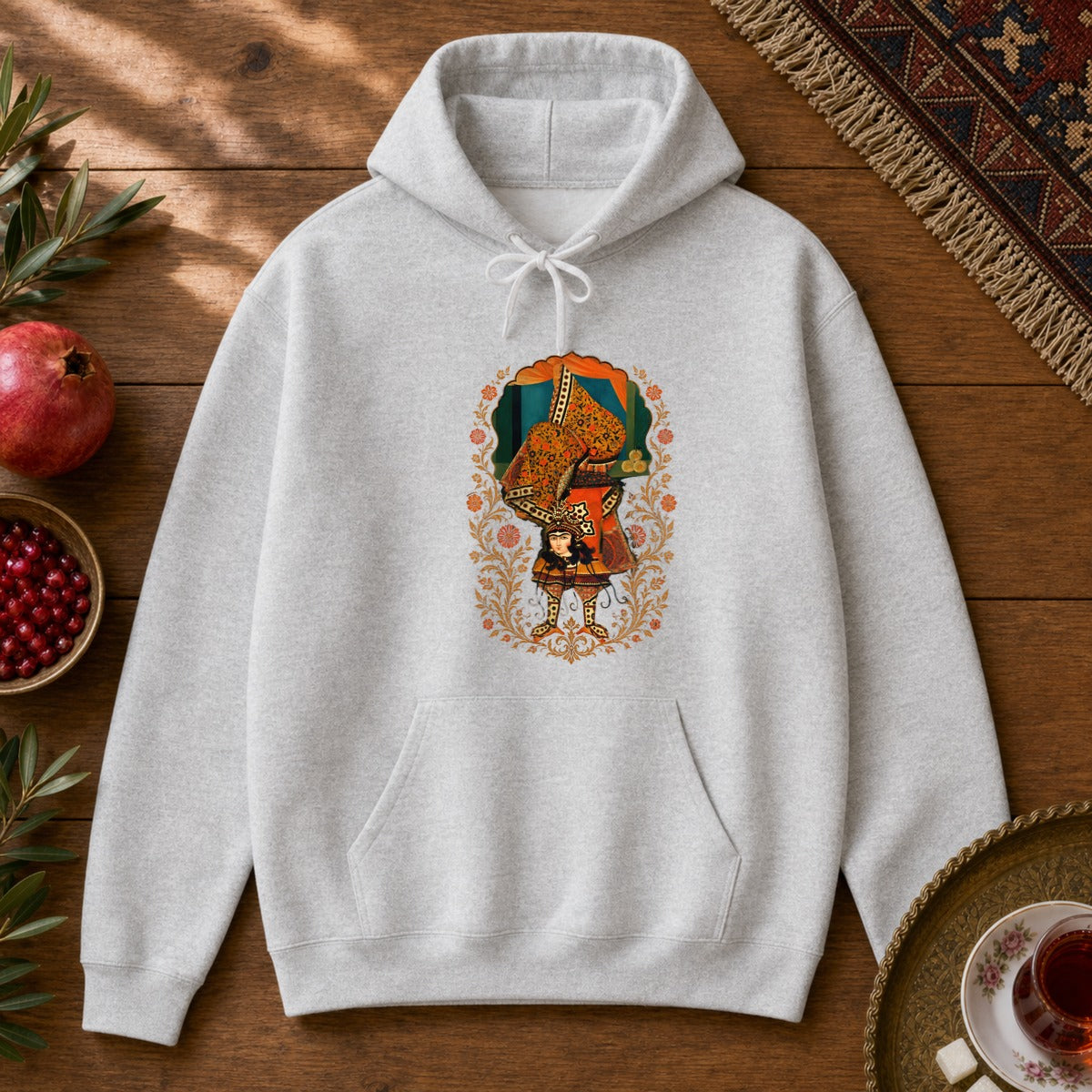 Balancing, Qajar Style Hoodie - Ash