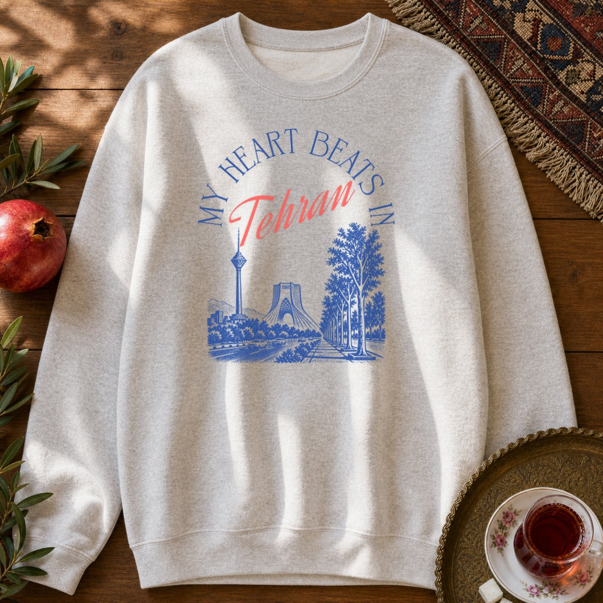 My Heart Beats in Tehran Sweatshirt - Ash
