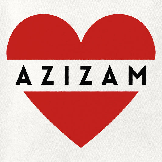 Close-up of the Azizam print showing ink detail on the fabric