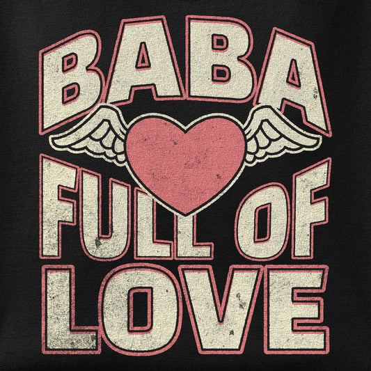 Close-up of the Baba Full of Love print showing ink detail on the fabric