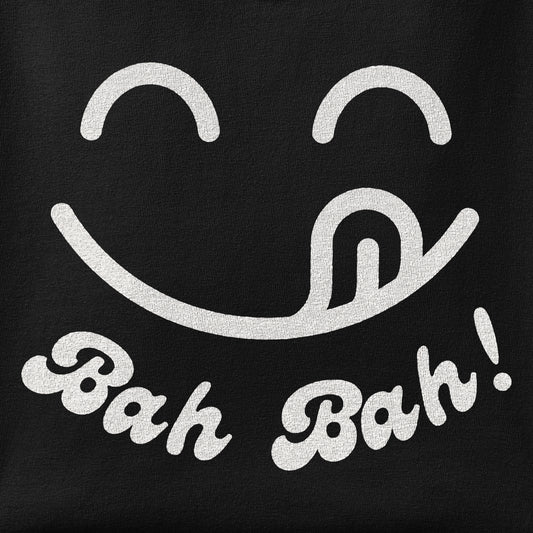 Close-up of the Bah Bah print showing ink detail on the fabric