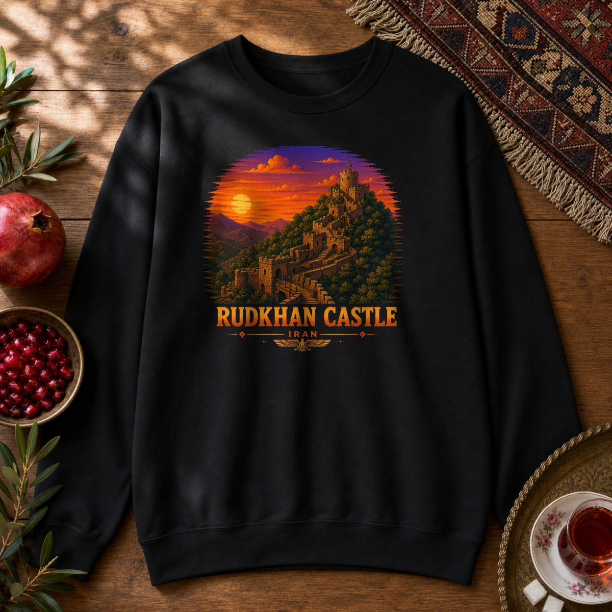 Rudkhan Castle - Pixel Art Sweatshirt - Black