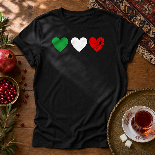 Iran Shattered Heart Unisex T-Shirt - Black