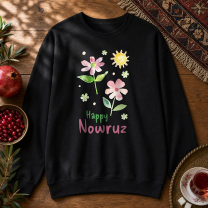 Happy Nowruz - Watercolor Sweatshirt - Black