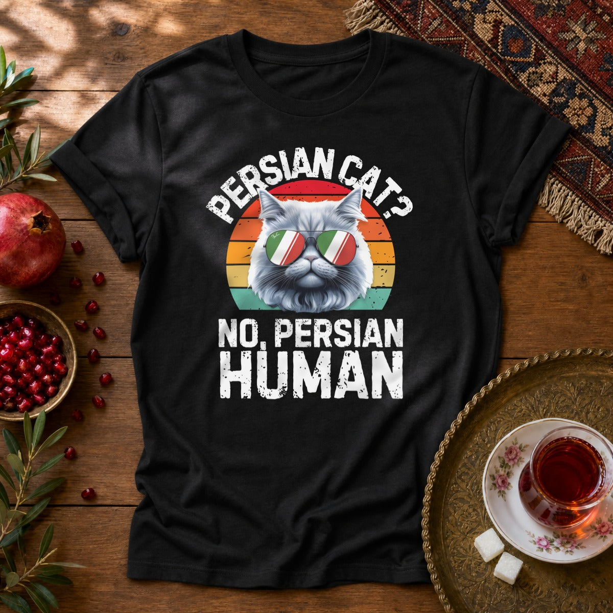 Persian Cat Human Unisex T-Shirt - Black