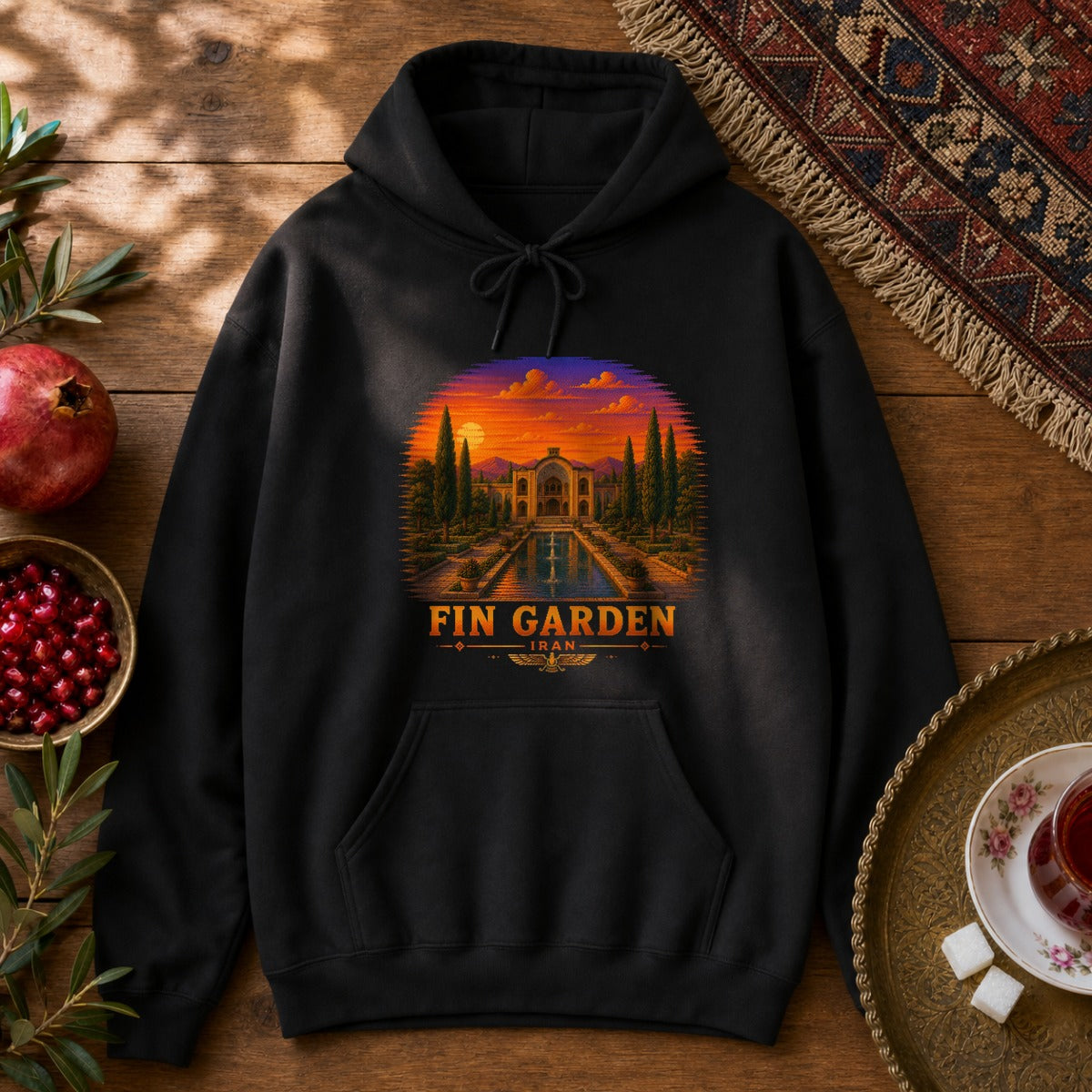 Fin Garden - Pixel Art Hoodie - Black