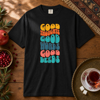 Good thoughts, good words, good deeds - hippie Premium Tee - Black