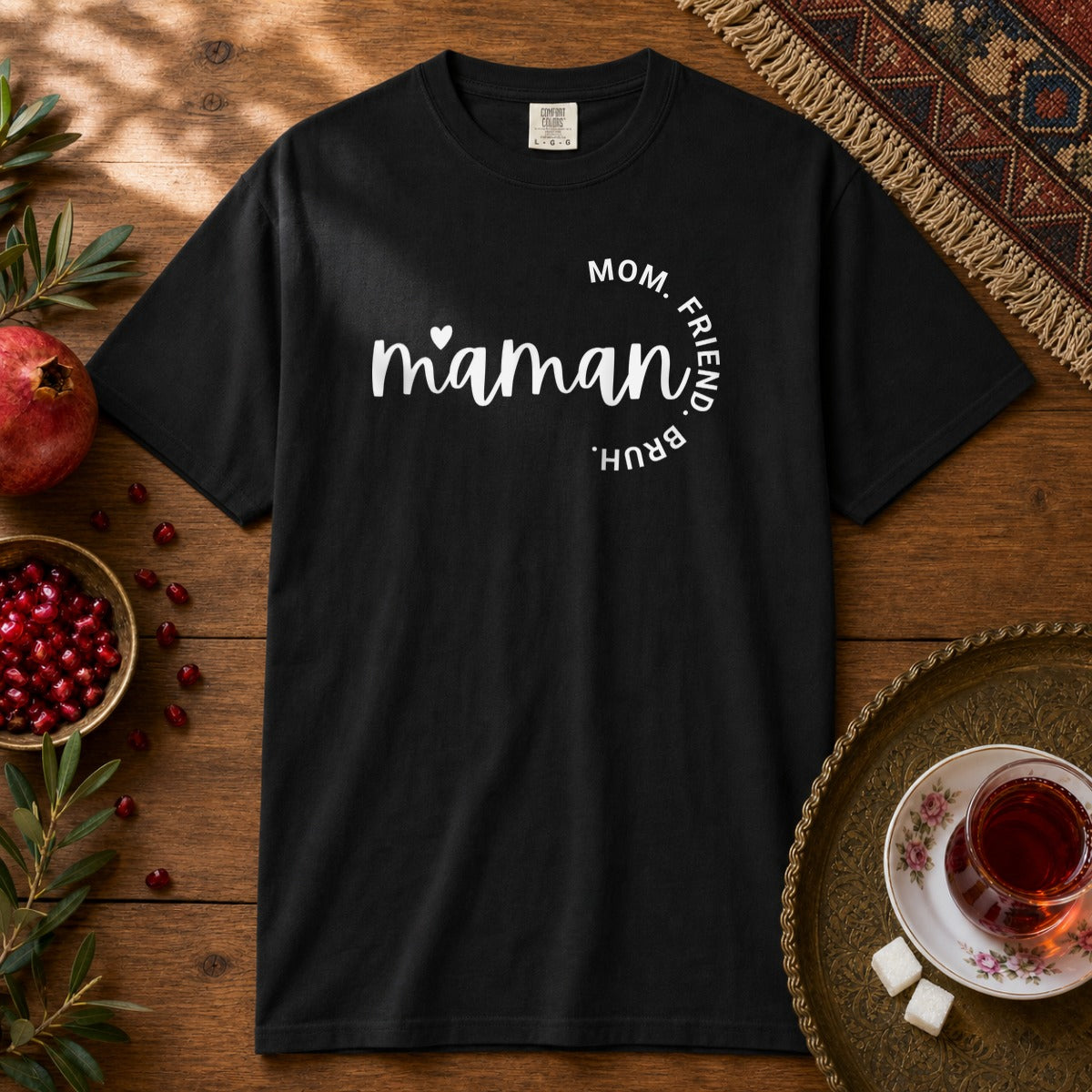 Maman - Mom, Friend, Bruh Premium Tee - Black