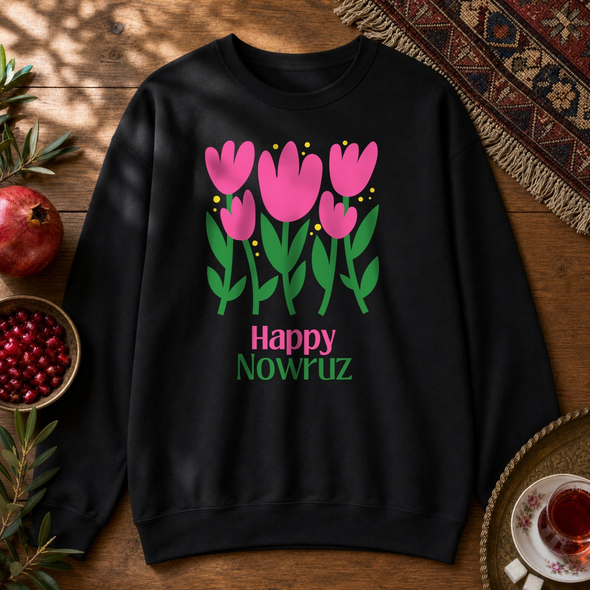 Nowruz Tulips Sweatshirt - Black