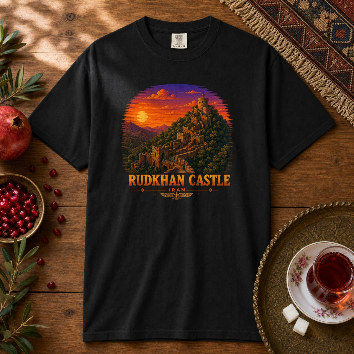 Rudkhan Castle - Pixel Art Premium Tee - Black