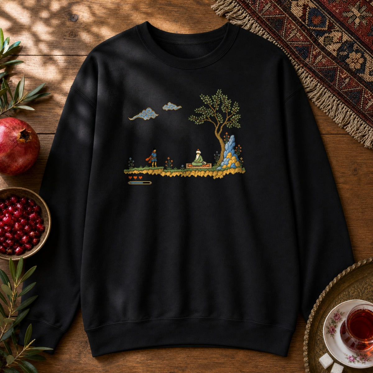 Retro Quest - Pixel Art Sweatshirt - Black