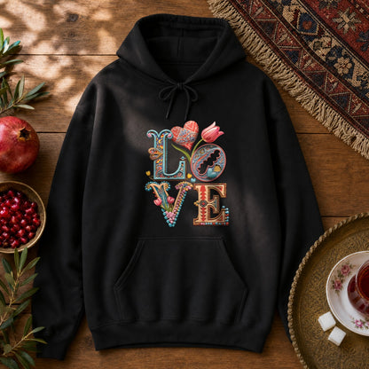 Persian Love Blossoms Hoodie - Black