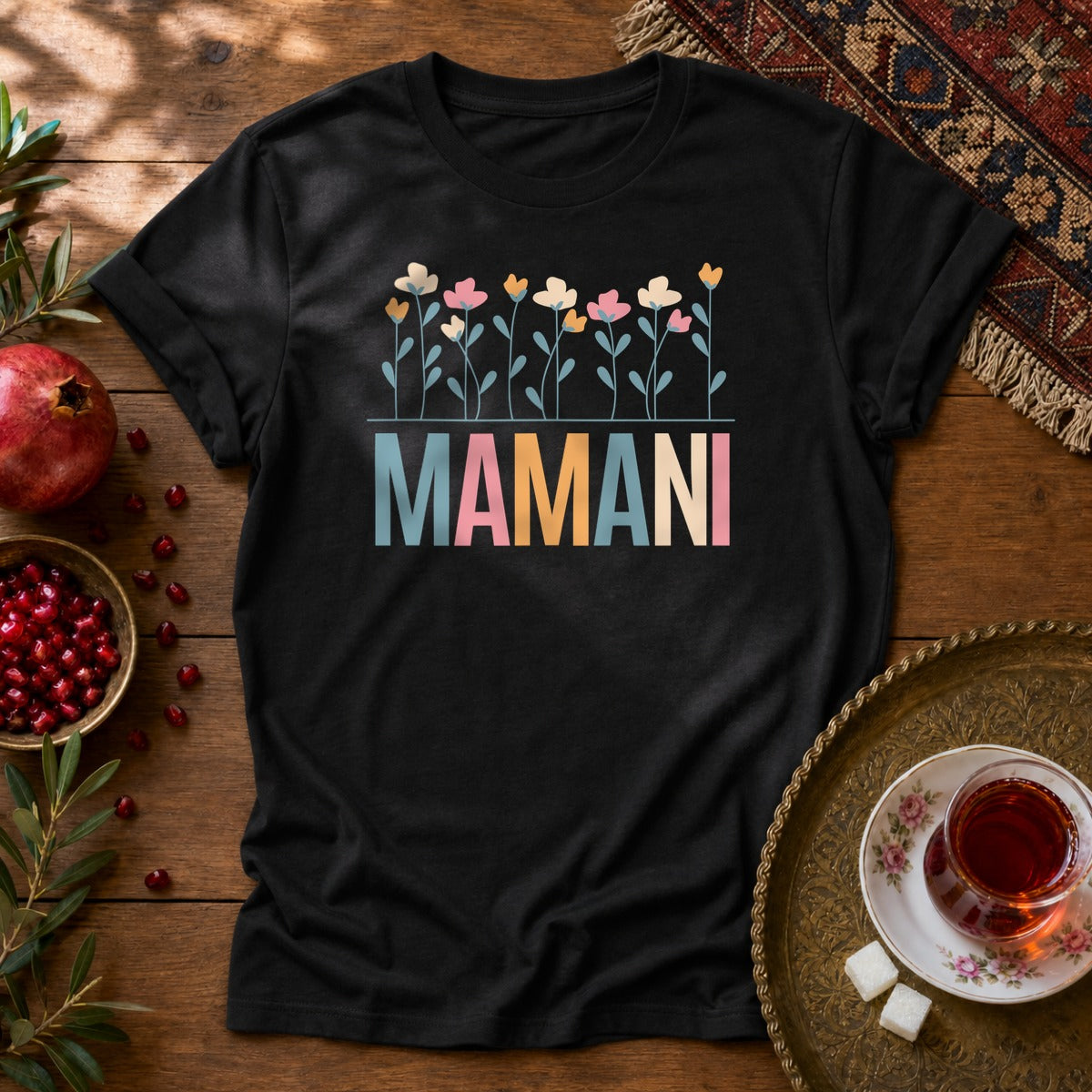 Mamani Floral Unisex T-Shirt - Black