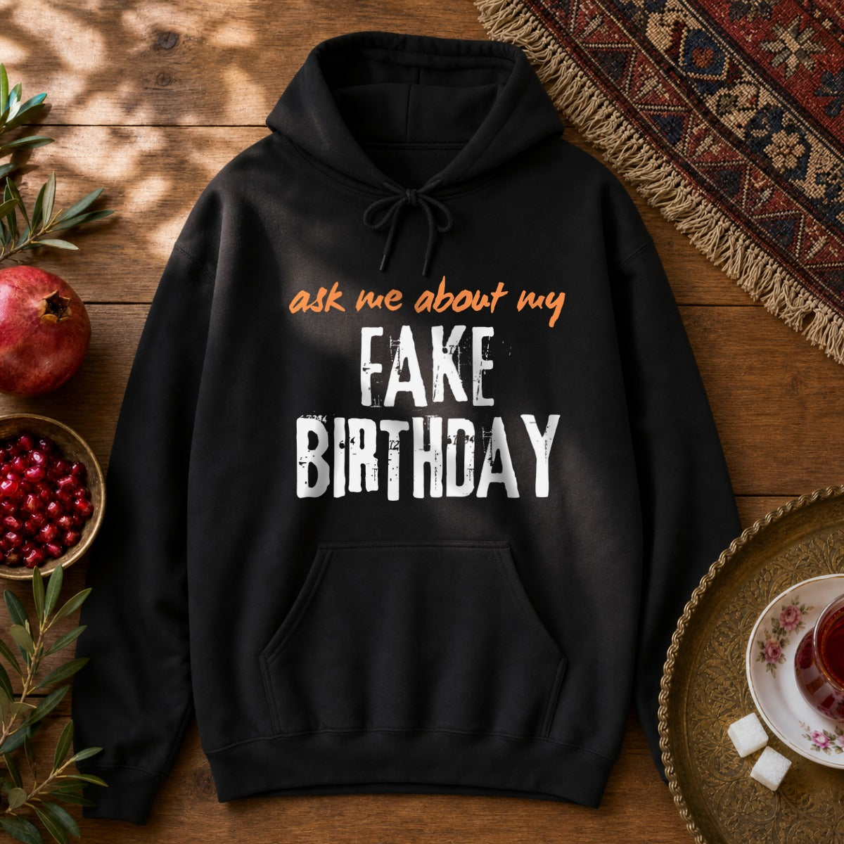 Ask me about my Fake Birthday Hoodie - Black
