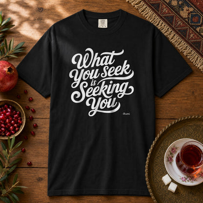 What you seek is seeking you - Rumi Premium Tee - Black