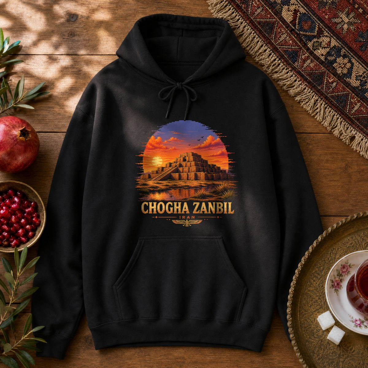Chogha Zanbil - Pixel Art Hoodie - Black