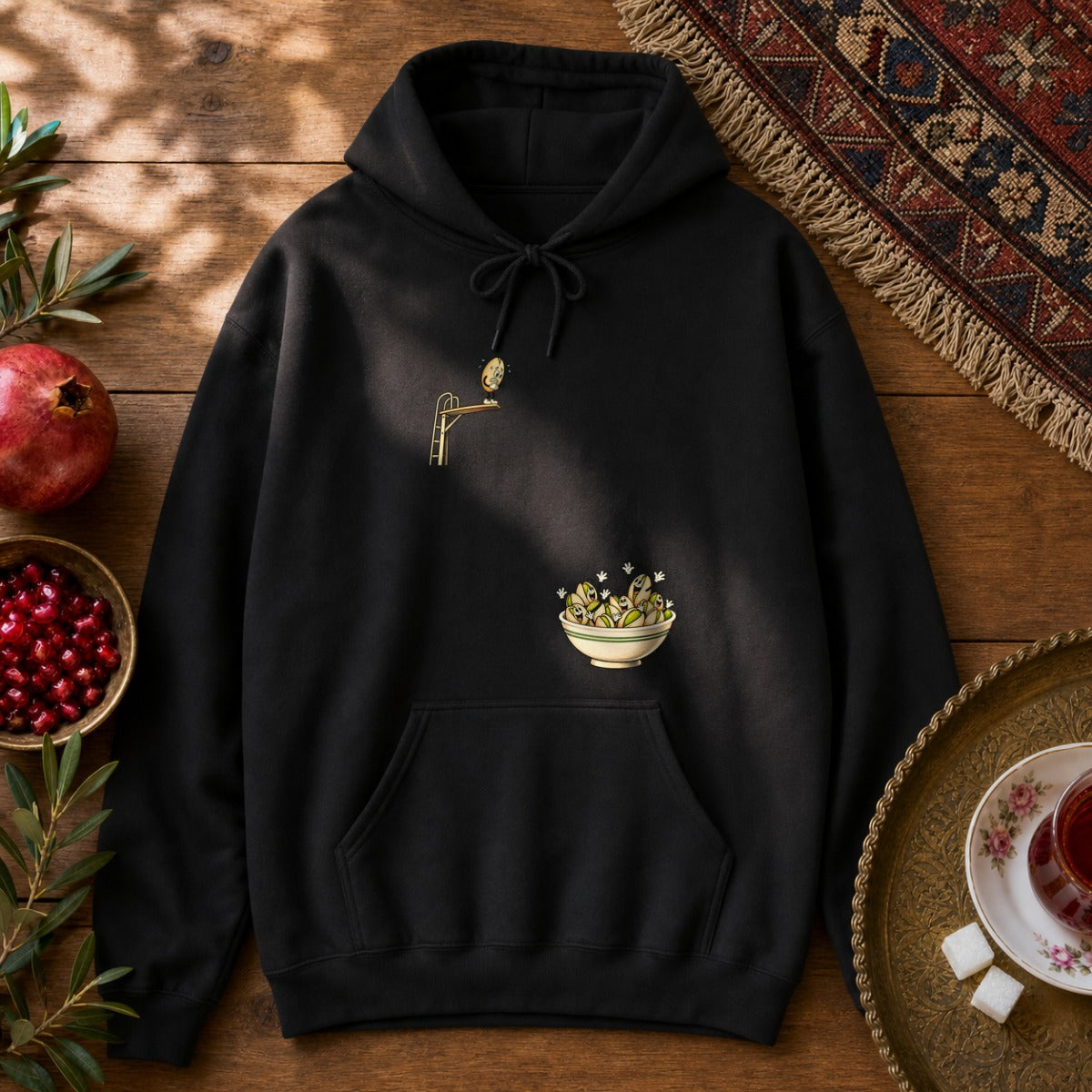 Diving Pistachio Hoodie - Black