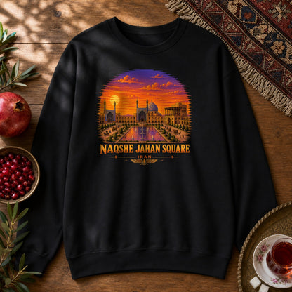 Naqshe Jahan Square - Pixel Art Sweatshirt - Black