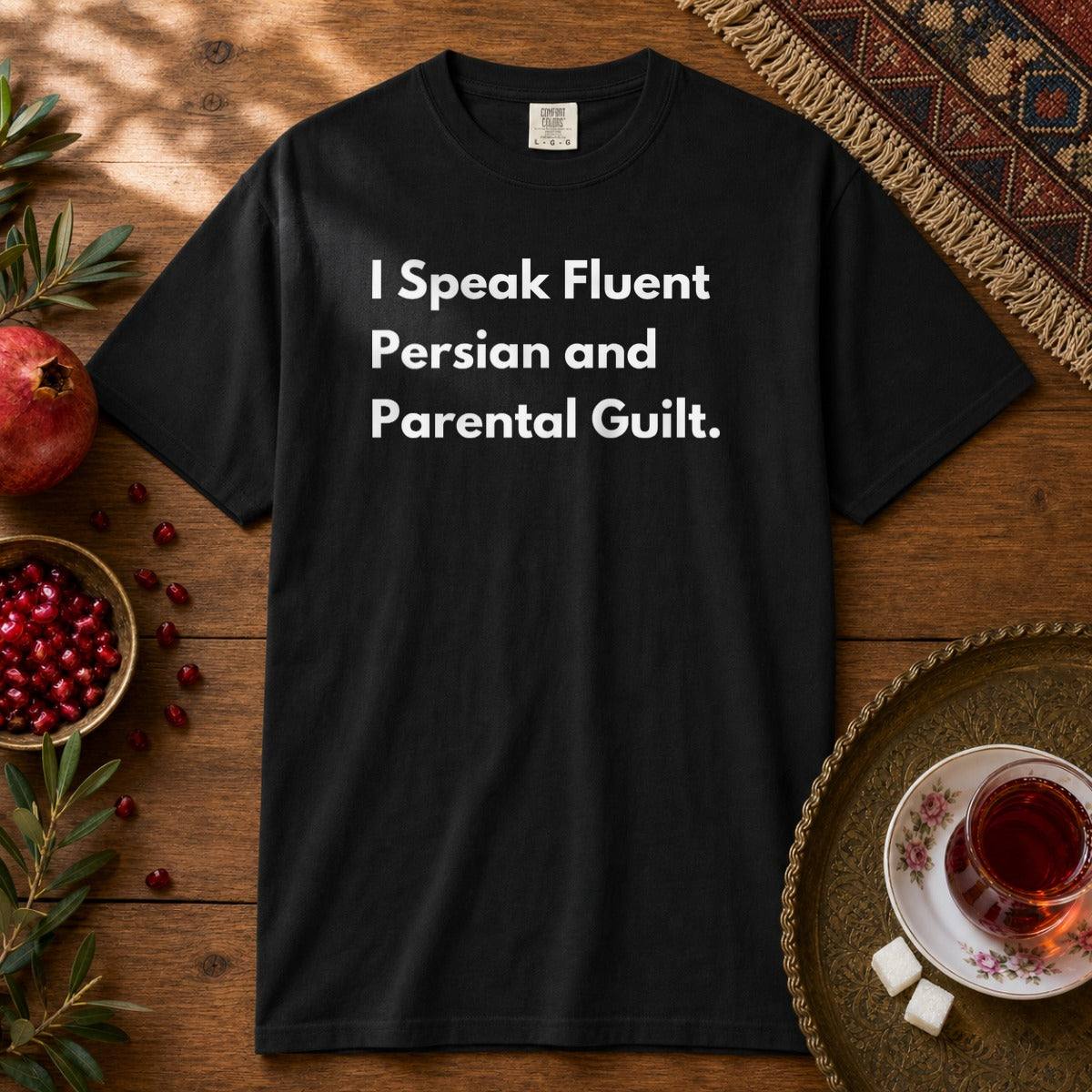 I Speak Fluent Persian and Parental Guilt. Premium Tee - Black