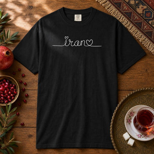 Iran Heart Line Art Premium Tee - Black