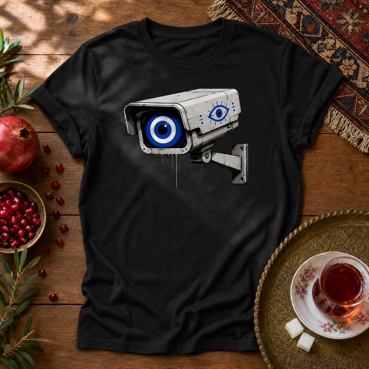 Evil Eye Watching Unisex T-Shirt - Black