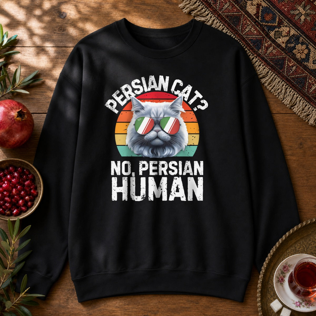 Persian Cat Human Sweatshirt - Black