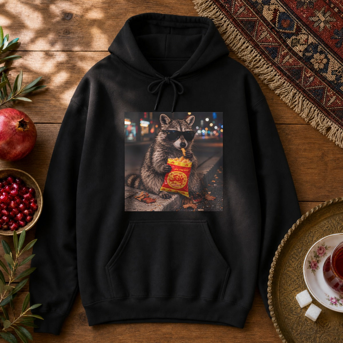 Pofak Raccoon Hoodie - Black