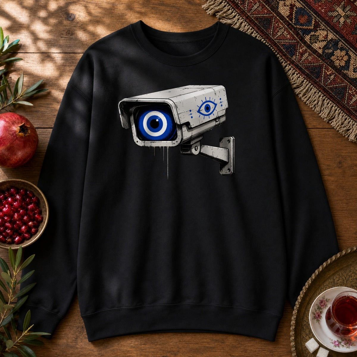 Evil Eye Watching Sweatshirt - Black