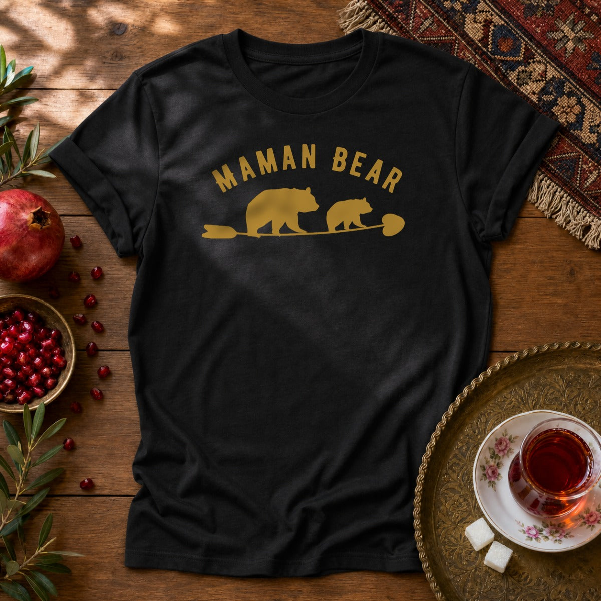 Maman Bear Unisex T-Shirt - Black