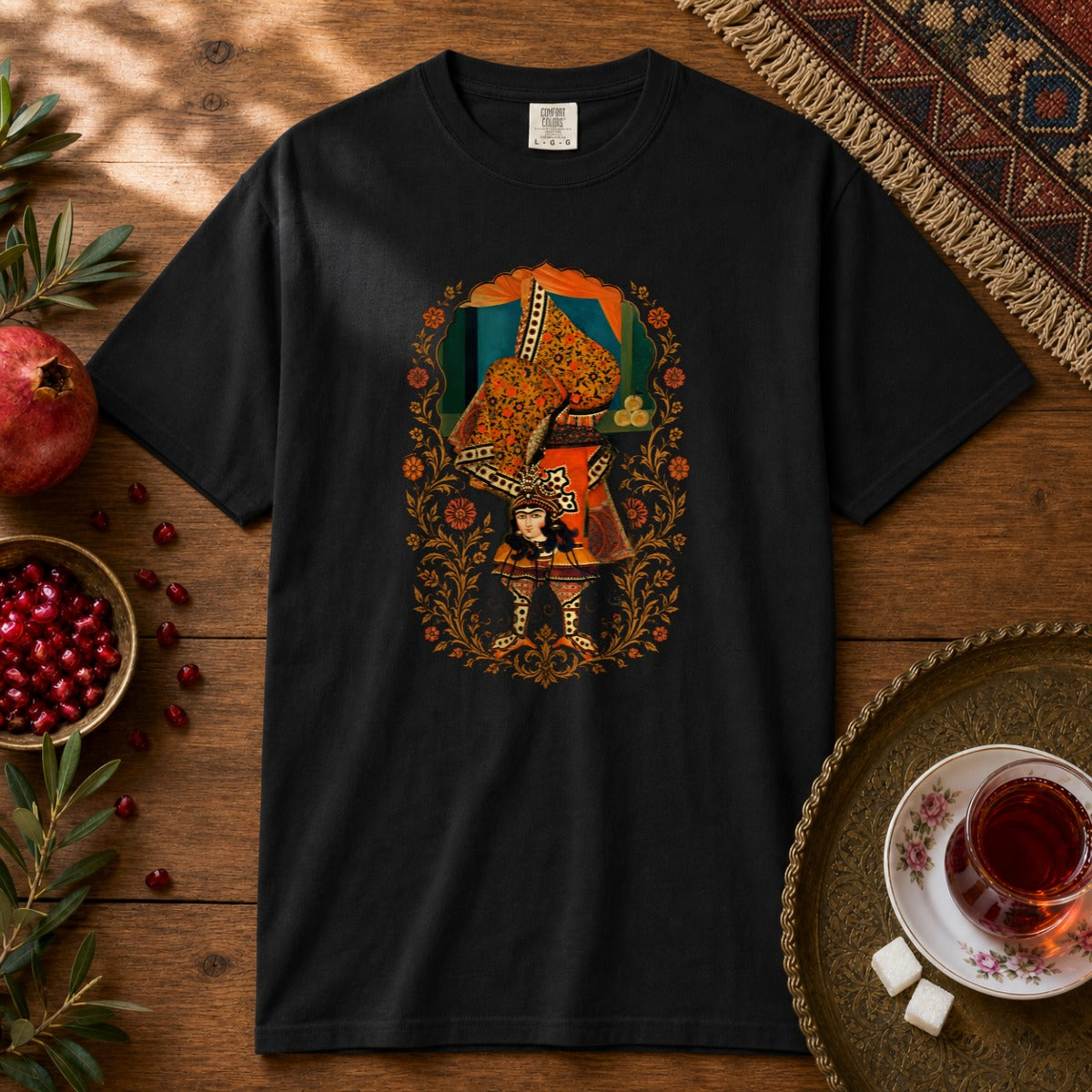 Balancing, Qajar Style Premium Tee - Black