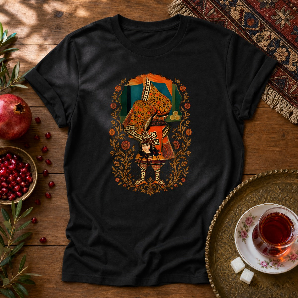 Balancing, Qajar Style Unisex T-Shirt - Black