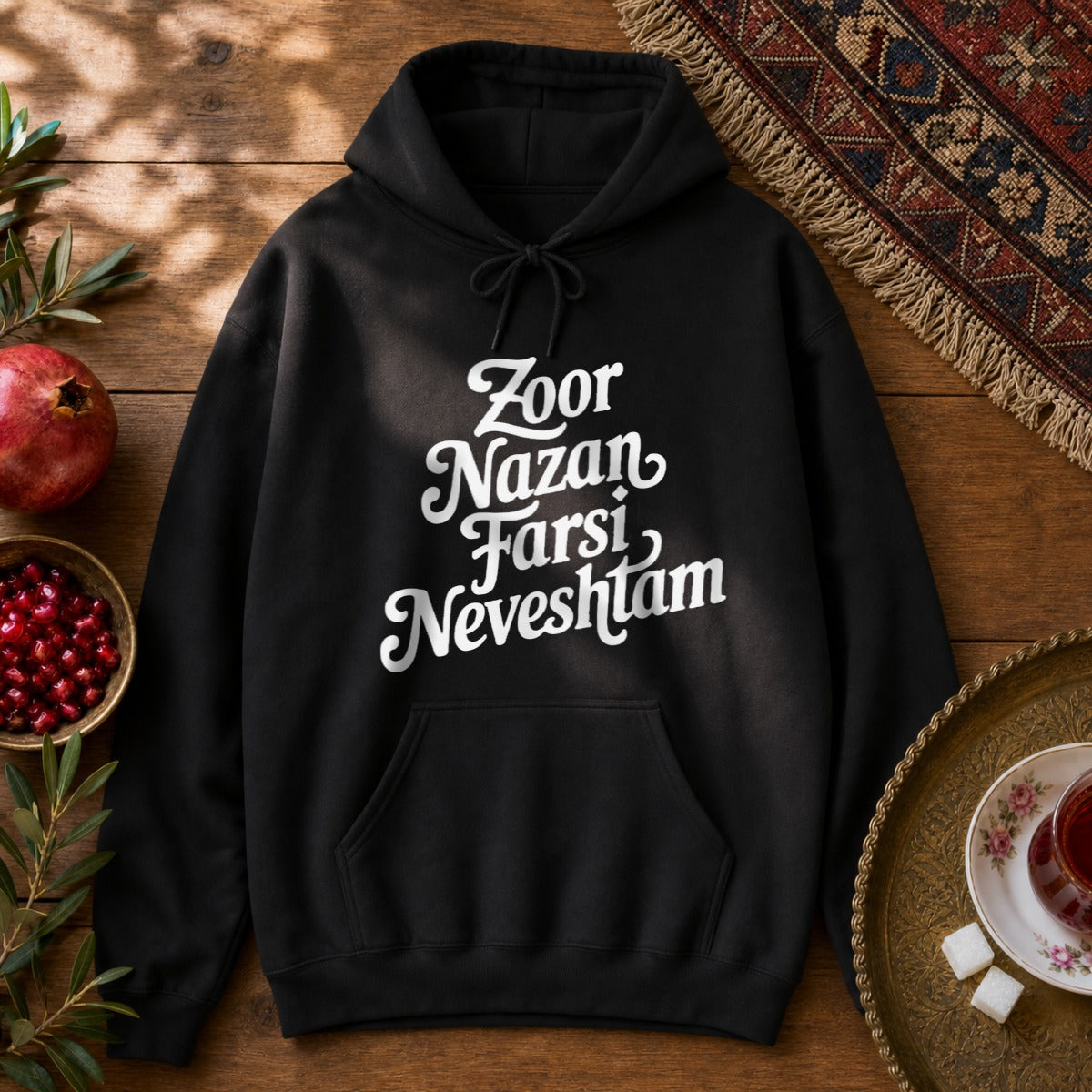 Zoor Nazan Farsi Neveshtam Hoodie - Black
