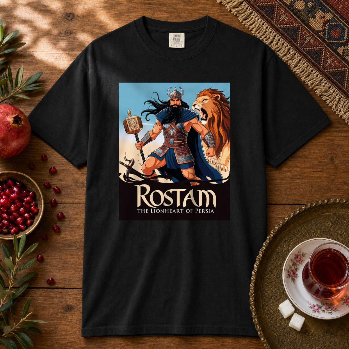 Rostam, the Lionheart of Persia Premium Tee - Black