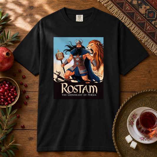 Rostam, the Lionheart of Persia Premium Tee - Black