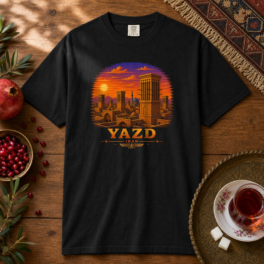 Yazd Windcatchers - Pixel Art Premium Tee - Black
