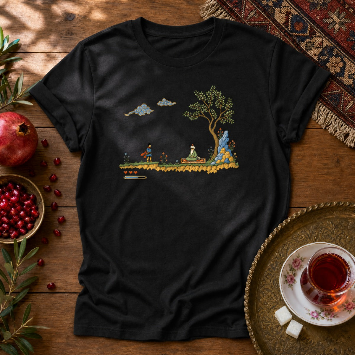 Retro Quest - Pixel Art Unisex T-Shirt - Black