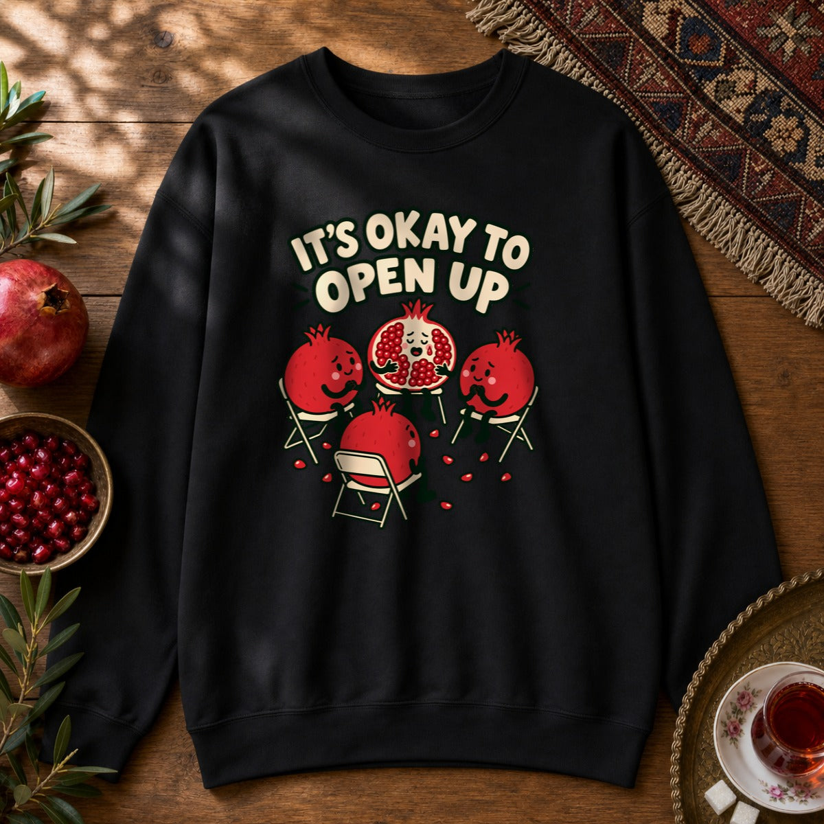 It's Okay to Open Up Sweatshirt - Black